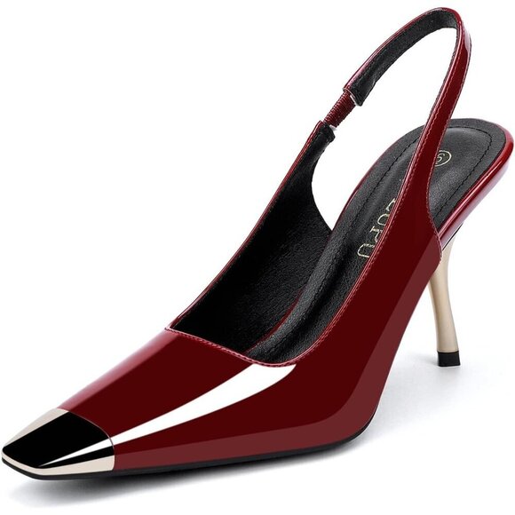 No Brand Shoes - 🆕Women's Red Sling Back heel Square Toe pumps